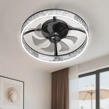 20" Black Flush Mount LED Light -Dimmable, Ultra Thin, Smart Home Remote Control