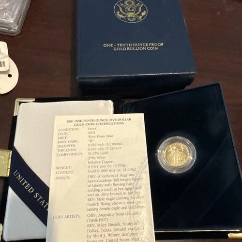 2001-W 1/10 Oz. Gold American Eagle Proof Coin w/ Case and CoA