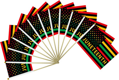 12PCS Small Juneteenth Flag 5 X 8 Inch Juneteenth Mini Flags Stick for African A