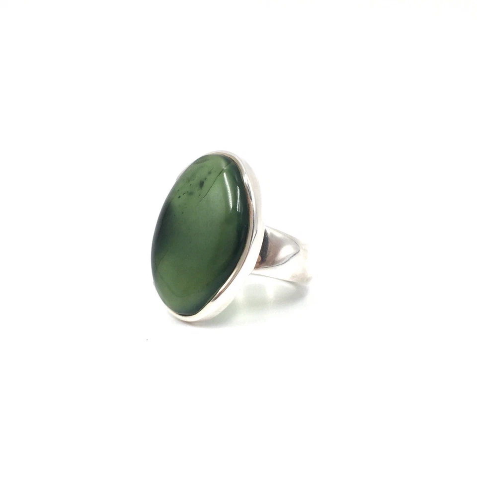 Anello uomo sigillo giada argento 925 gioiello verde argent gioielli da... - Immagine 2 di 4