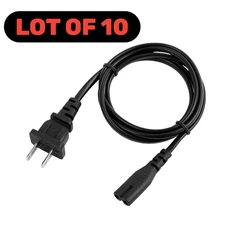 Lot of 10 2 Prong Ac Power Cord Cable Figure 8 2-Slot TV PS3 PS4 PS5 Xbox - 6Ft