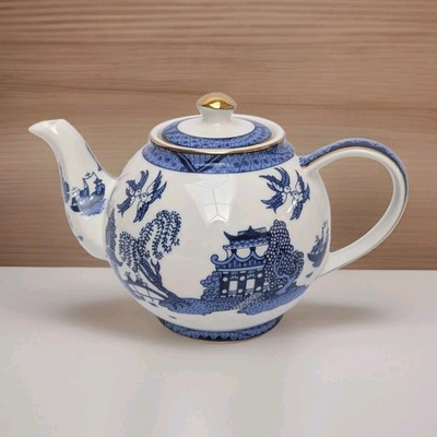 Cardew Blau Weiß Und Blau Goldrand Blue Willow Teekanne Teekanne Neu 