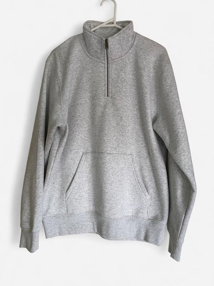 Men's Carhartt WIP grey 1/4 zip mock neck fleece sweatshirt w/ pockets - M