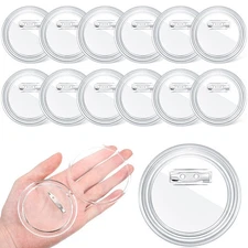 Clear Button Pins 12 Pack 3 Inch Acrylic Blank Badge Maker DIY Craft Supply