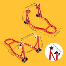 Motorcycle Rear Front Stand Paddock Swingarm Lift Manual Auto Tools Red
