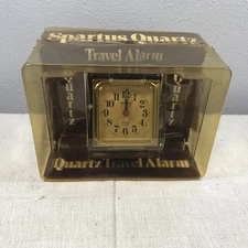 NOS Folding Spartus Quartz Travel Alarm Clock # 1708-C1 Battery Power Taiwan 