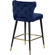 Pemberly Row Contemporary 28"H Velvet Counter Stool in Navy (Set of 2)