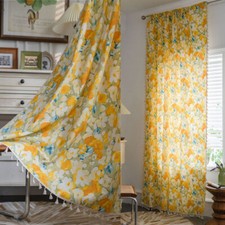 Boho Print Curtain Tassel Window Drape Living Room Curtain Decor