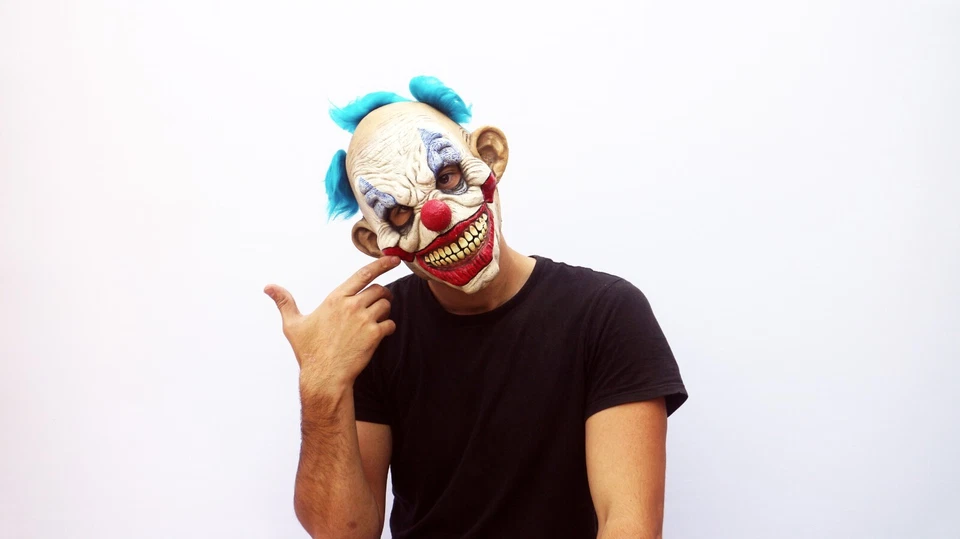 Ghoulish Productions Dammy Clown Jr Latex Face Mask Horror Halloween Cosplay - Image 2 of 4