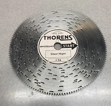 Vintage Thorens Music Box Disc Christmas Silent Night J34 4.5”