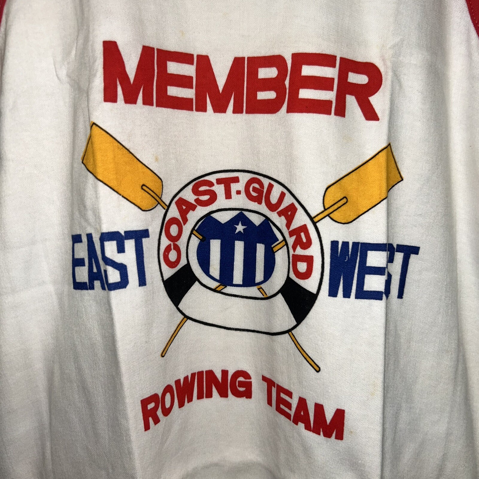 FILA Maglietta vintage anni '80 Guardia Costiera squadra di canottaggio stock morto taglia 10 12 media
