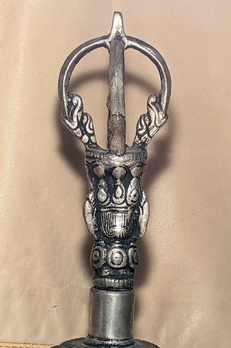 Campanello meditazione buddista tibetana 8,5" ottone antico 1,5 libbre applauso oblungo - Foto 7 di 8