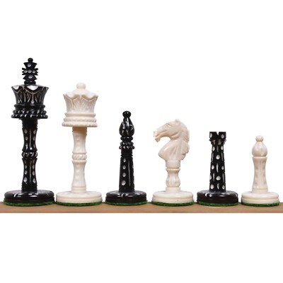 3.6'' Victorian Era Pre Staunton Chess Pieces Only Set - Camel Bone