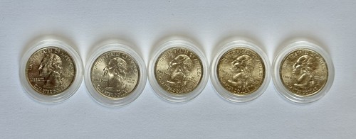 Rare 2002 Quarter Dollar Coin Set 5 Different States Sealed in Original Capsule - Picture 2 of 2