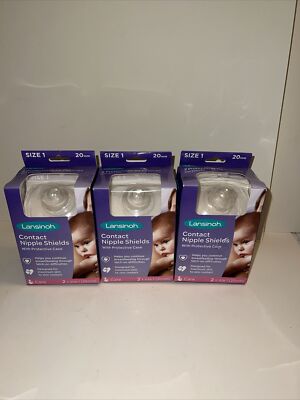 Lansinoh Contact Nipple Shield - 3 Boxes Of 2ct for Breastfeeding 20mm Size 1