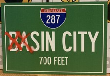 Basin Sin City 7x10 Metal Road Sign Highway 287 Prop Bam Box