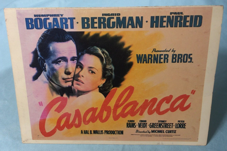 Movie Poster Card CASABLANCA Humphrey BogartT Ingrid Bergman Table Tent