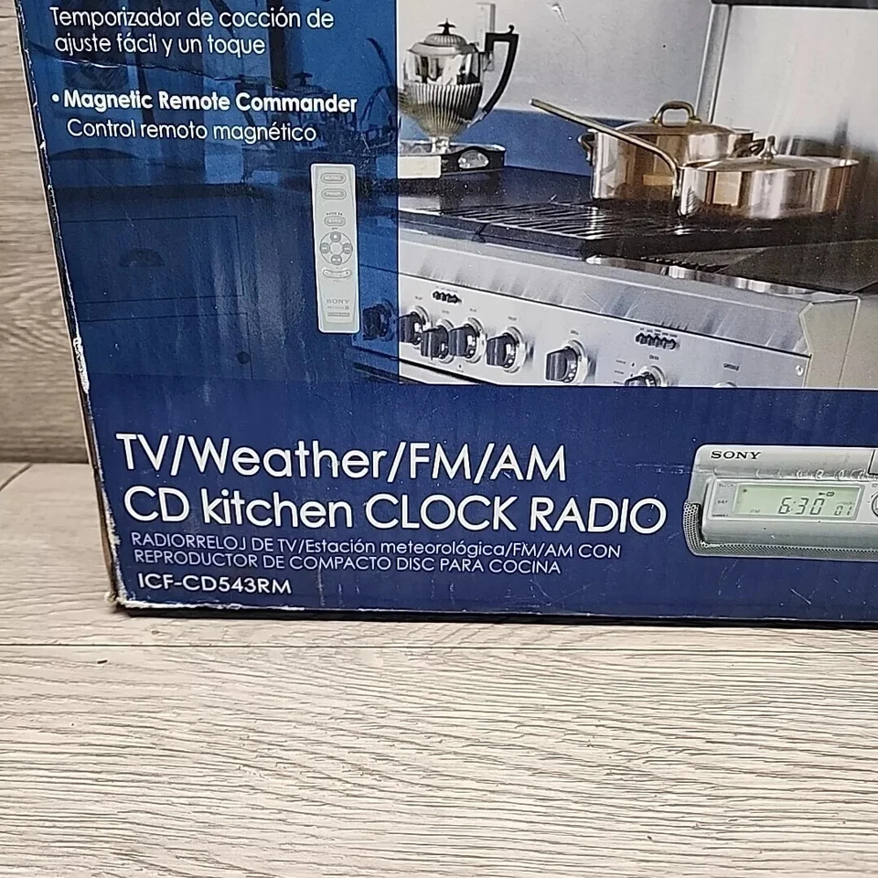 Sony ICF-CD543RM Kitchen CD Clock Radio Weather Under Cabinet Silver NEW IN BOX - Image 4 of 4