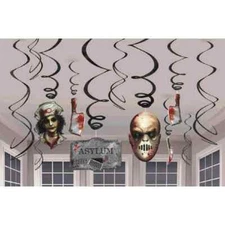 Asylum Scary Haunted House Carnival Halloween Party Hanging Swirl Decorations