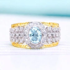 Aquamarine Gemstone With 925 Sterling Silver Groom Ring For Men's #BL243