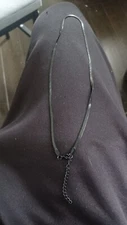 Cute Herringbone Chain Necklace Color Black Silver 2mm 15in