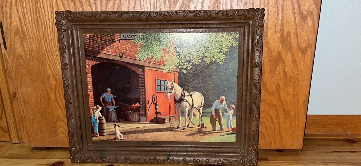THE SMITHY Paul Detlefsen Print Horse Buggy Blacksmith