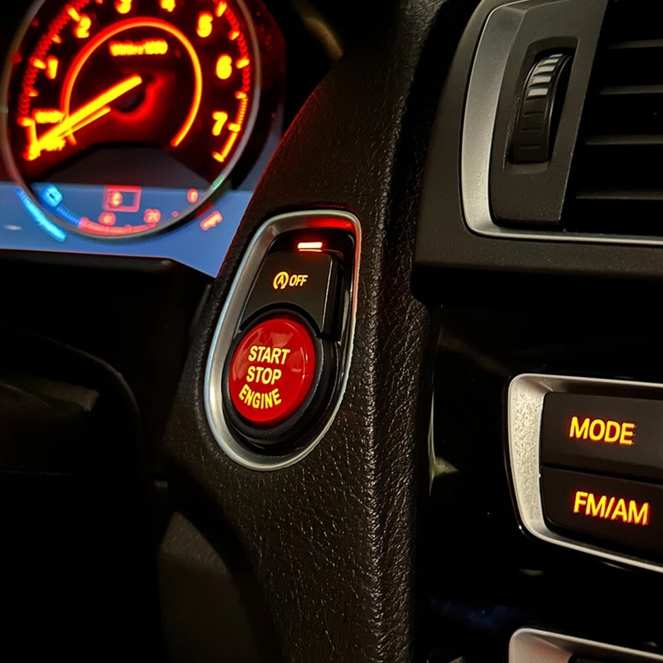 Cubierta de botón de parada de arranque del motor BMW (rojo) para chasis F 1 2 3 4 5 6 X1 X4 X5 Foto 3 de 4