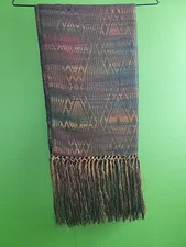 Geometric Design Multicolor Cotton Blend Scarf. 96x21