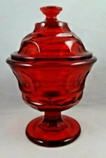 Fostoria Argus #2770 Ruby Red Footed Compote & Lid Marked HF Henry Ford Museum