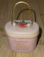 Vintage Rain Bonnet in Pink Plastic Mini Purse Fuller Brush Fullerette Dealer