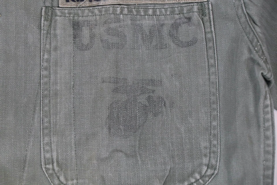 Authentic US WWII Marine Corp P41 HBT Jacket USMC WW2 Uniform Incountry Name Tag - Image 3 of 4