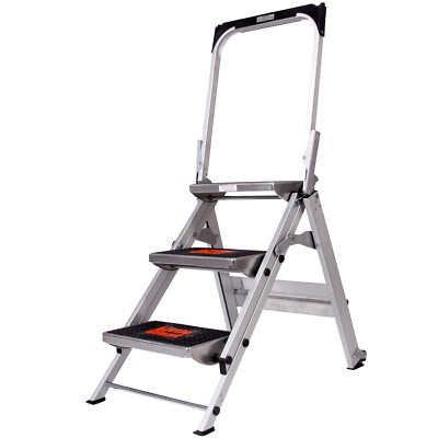 0,7m PREMIUM TRADE Klappbare Trittleiter 3 Stufen Antirutsch Aluminium Sicherheitsstreppe