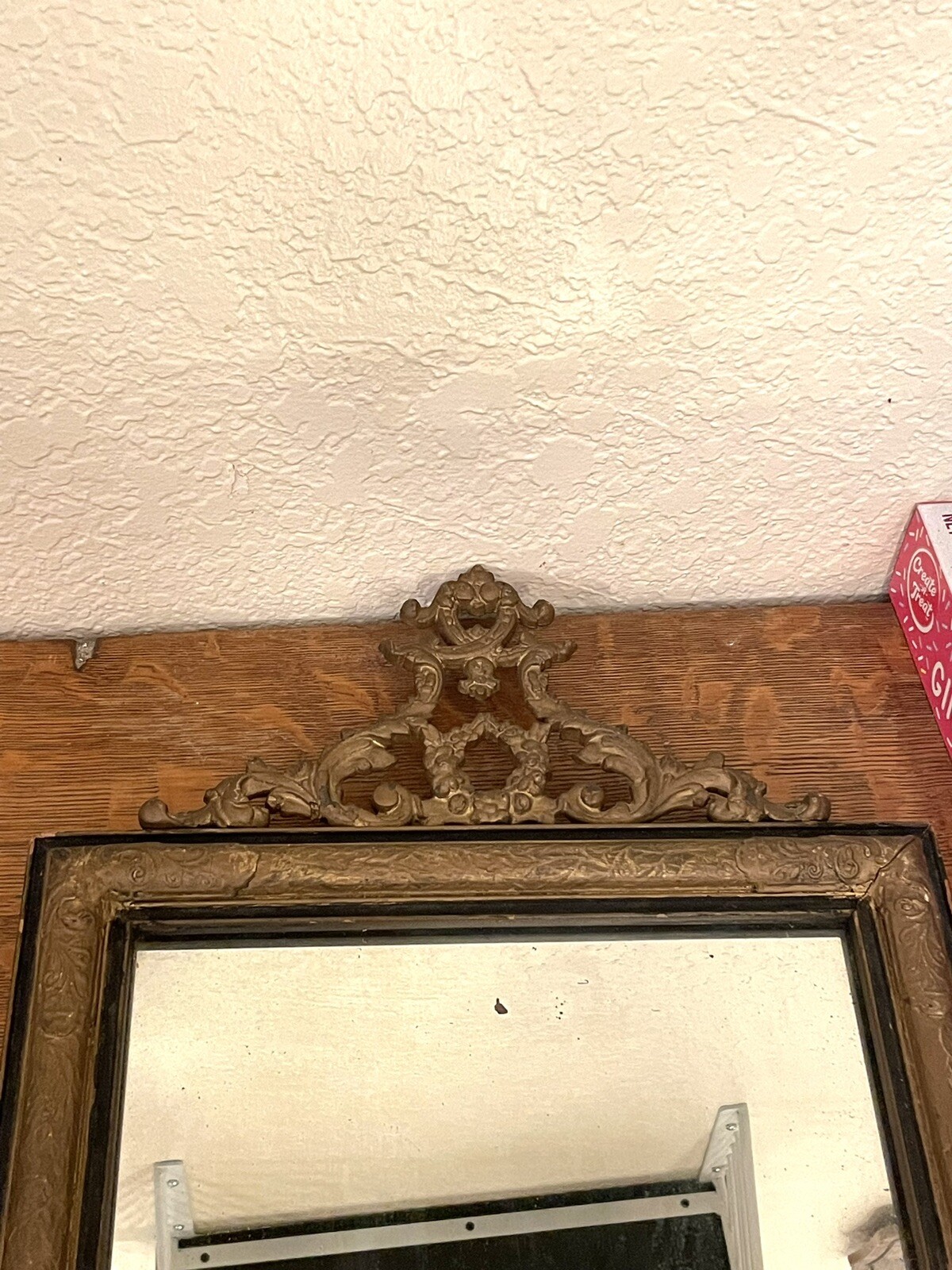 VINTAGE 1800’s WOODEN FRAMED ORNATE WALL MIRROR ANTIQUE OLD E.J.S. MFG