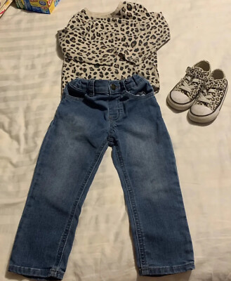 Baby Girls 3- Pc Outfit Garanimals & Converse All Stars Sz 3T/6 Shoe Lot #292
