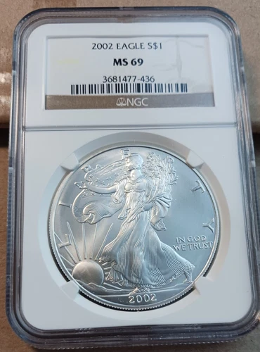 2002 American Silver Eagle NGC MS69 Brown Label PQ