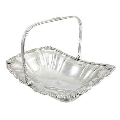 George III Old Sheffield plate large fruit basket sterling aristocrat stag crest