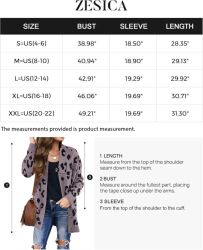Spring Leopard Print Open Front Knit Cardigan Coat - Long Sleeves - Picture 43 of 148