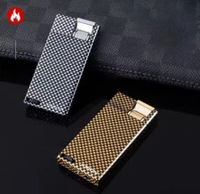 Promotion! Compact Slim 9mm Metal Visible Gas Window Jet Blue Cigarette Lighter