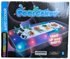 Pool Candy Floating Inflatable Drink Buffet Cooler LED Light 3 modes 48”x21" NEW