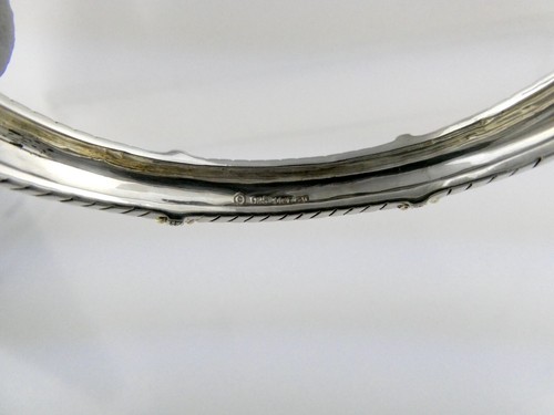 Bracciale GJI Designer Argento Sterling Oro Giallo 14k Diamanti Naturali Cerniera 7In - Foto 9 di 16