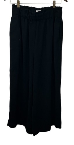 Pantalones al tobillo para mujer H&M negros de pierna ancha talla 10 fruncidos cintura elástica bolsillos de carrera - Imagen 6 de 7