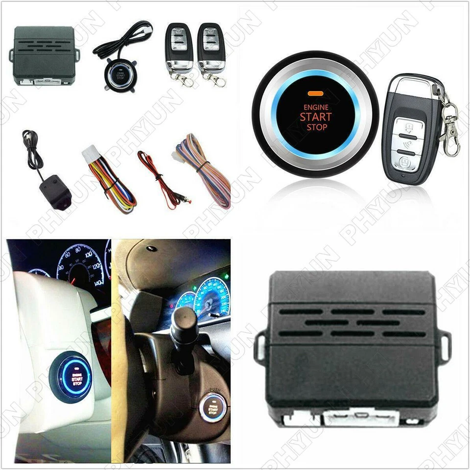 Car SUV One Key Remote Start System Ignition Engine Vibration Alarm Start Button - Image 3 of 4