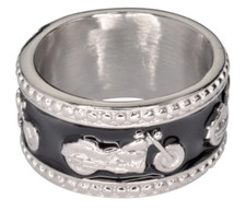 Black Motorcycle Bike Ring Lady Biker Stainless Steel 208