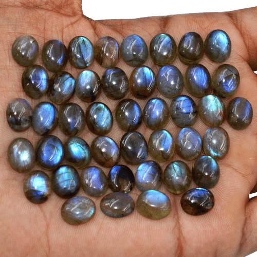 Lote de 44 piedras preciosas cabujón ovalado destello azul verde labradorita natural 11 mm x 9 mm - Imagen 9 de 10