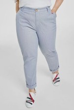 Tommy Hilfiger Women's Blue Pinstripe Hampton Chino Pants Plus Size 18W