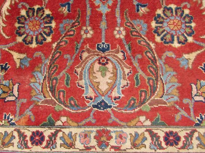 ANCIEN WORN MAIN Fabriqué Traditionnel Oriental Laine Blanc Red Tapis