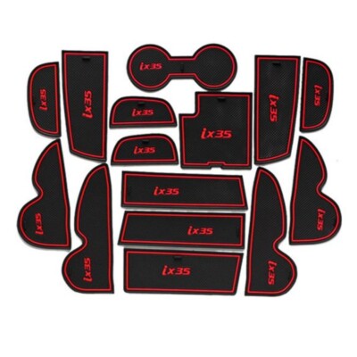 15Pcs Red Brim Door Groove Car Gate Slot Mat Cup Holder Mats For ix35 2009-2017