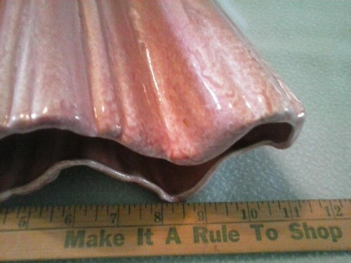 Pink Vase Numbered 607 Vintage 10" Art Pottery Mottled Shell Style - Picture 8 of 12