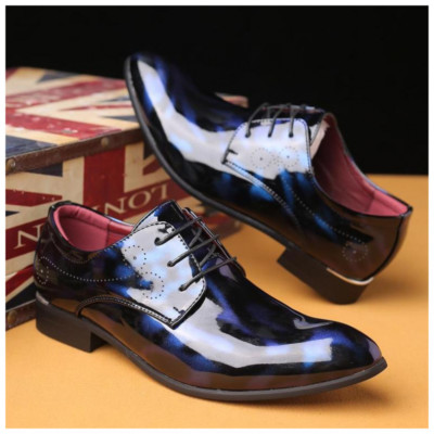 Nightclub Men Pointy British Shiny Pu Leather Trend Business Shoes Large Sizes