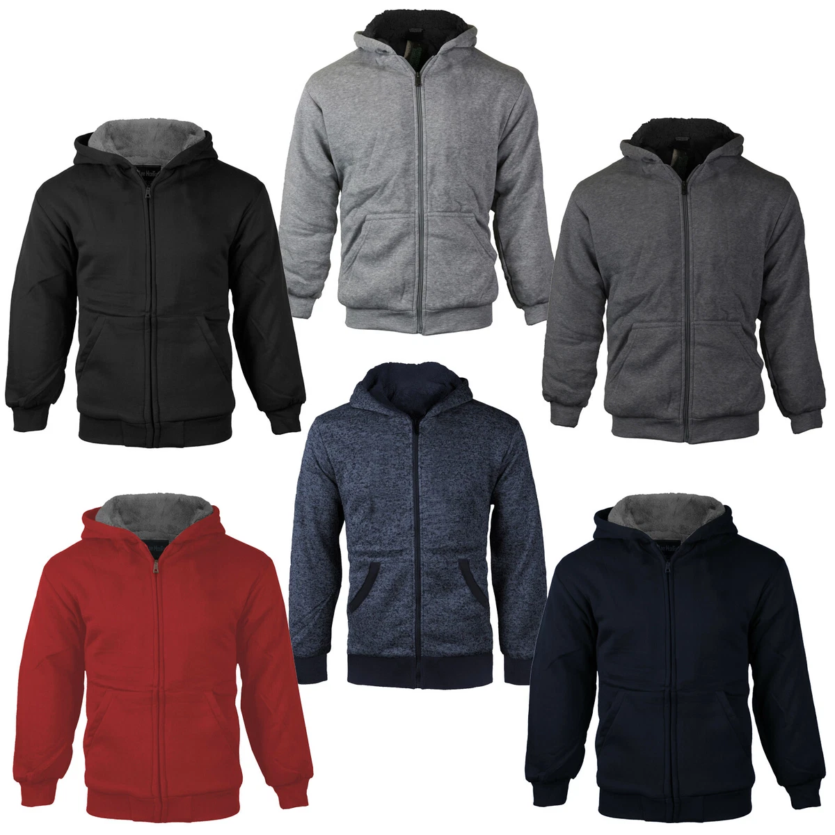 Boys Athletic Soft Sherpa Lined Kids Fleece Zip Up Hoodie Toddler Sweater Jacket